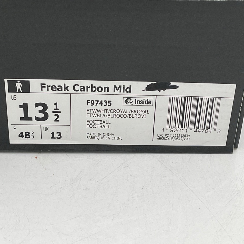 NEW! Adidas Freak X Carbon Mid Football Cleats - White/Blue - Size 13.5 - F97435 - Picture 11 of 13